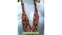 Bcbali Pearls and Shells Multi Layer Beading Necklaces